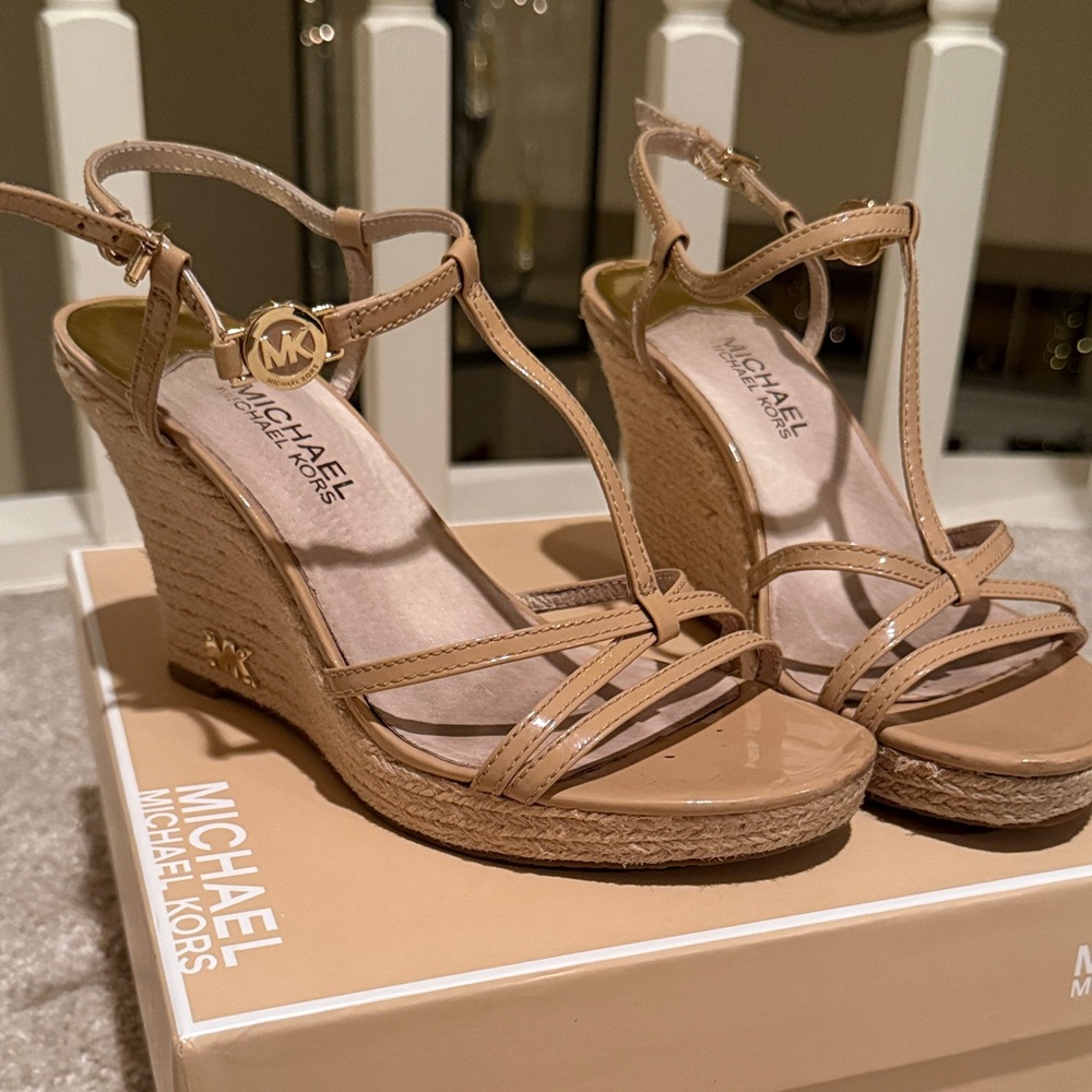 Michael Kors Beige Strappy Wedges